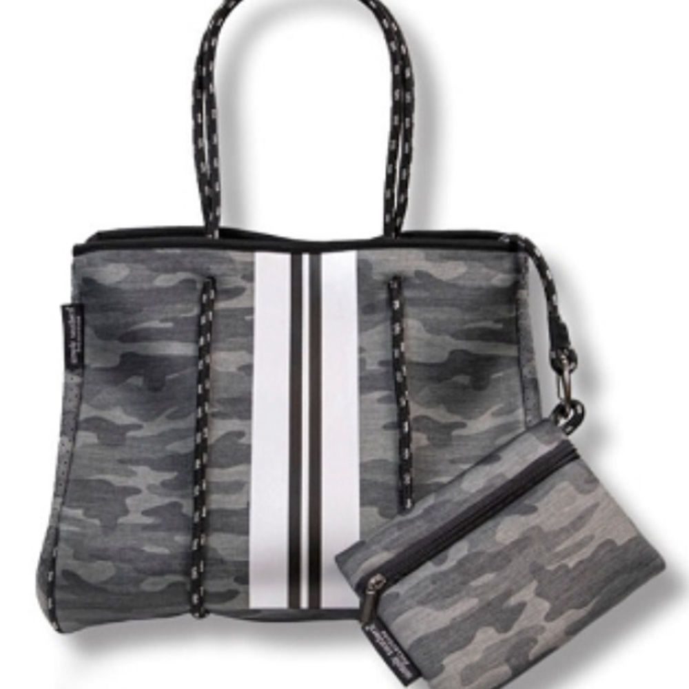 Simply Southern Black and Gray Camouflage Tote with Pouch